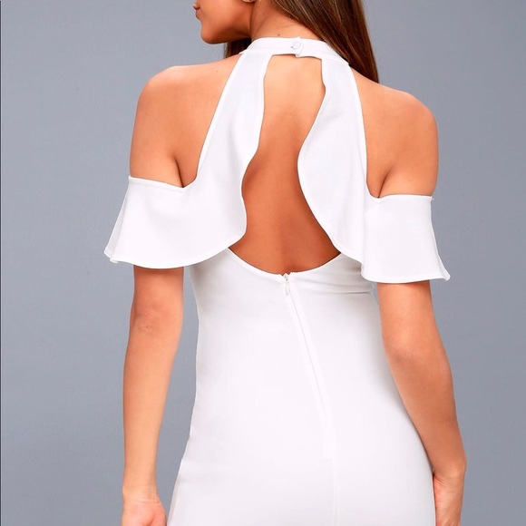 Lulus:NWT White Off-the-shoulder Bodycon Dress | L - Picture 3 of 4